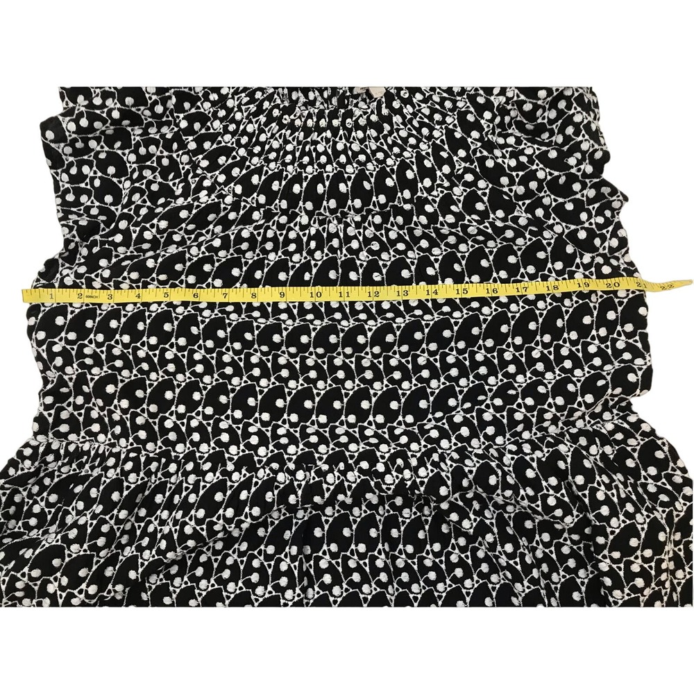 Ann Taylor Loft Black & White Eyelet Smocked Yoke Swing Dress Size Medium - Picture 9 of 11